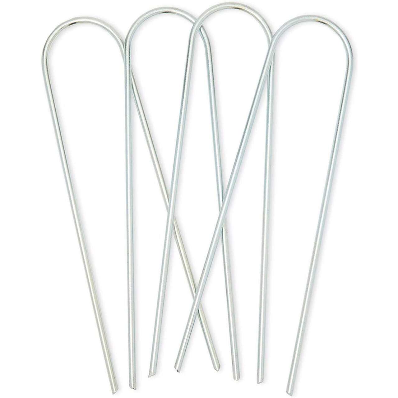 8 Pack Galvanized Metal Lawn Stakes, Landscape Staples for Gardening, 11.8"